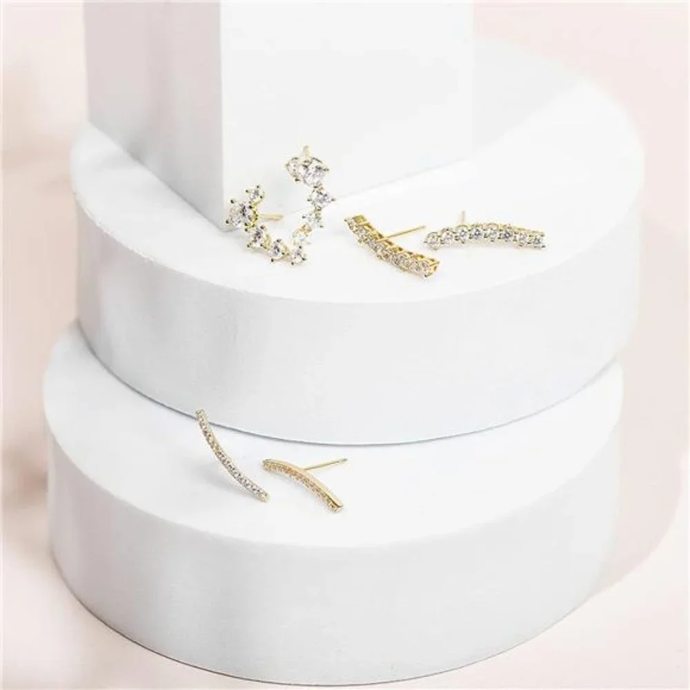 14K Gold Plated Cubic Zirconia Ear Crawler Earrings